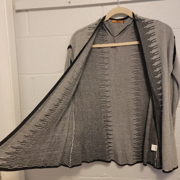 Belldini Cardigan Sweater Black White Pin Stripe Long Sleeve Open Front XL 363 - Picture 9 of 13